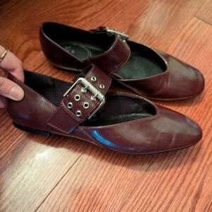 Zara Burgundy Buckle Balet Style Shoes